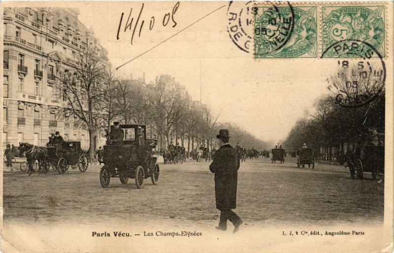 Carte postale ancienne Paris Vécu. Les Champs-Elysées à Paris