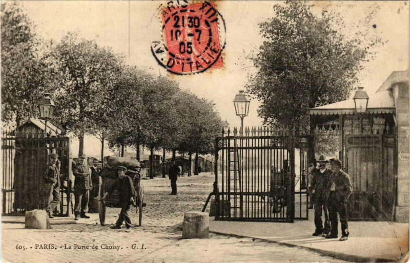 Carte postale ancienne Paris 13e Porte de Choisy et Avenue de Choisy à Paris 13e