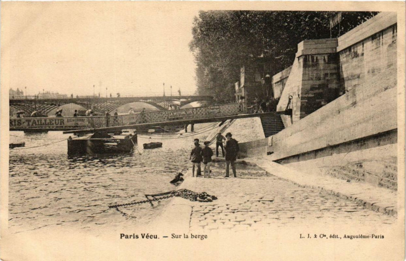Carte postale ancienne Paris Vécu. Sur la berge à Paris