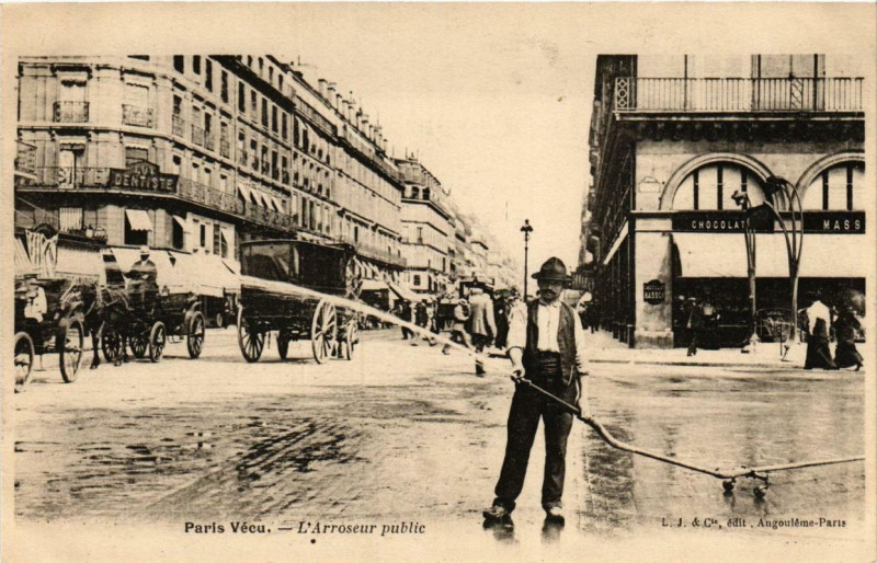 Carte postale ancienne Paris Vécu. L'Arroseur public à Paris