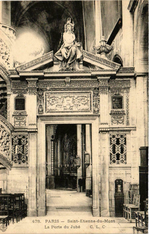 Carte postale ancienne Paris 5e Saint-Etienne du Mont La Porte du Jube ed. J.L.C à Paris 5e