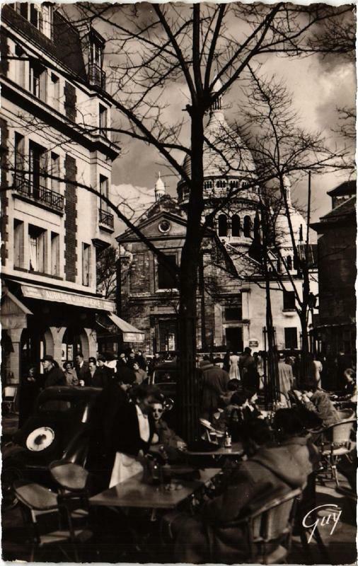 Carte postale ancienne Place du Tertre - Eglise Saint-Pierre à Paris 18e
