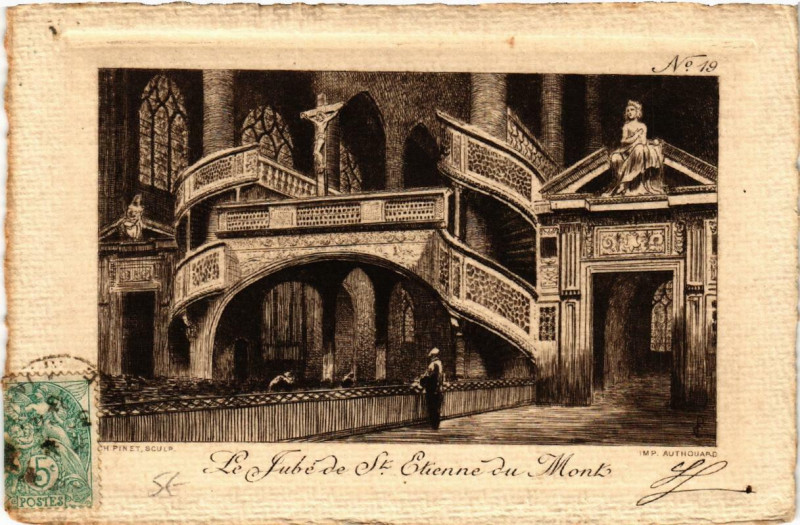 Carte postale ancienne Paris (5e) Le Jube de Saint-Etienne-du-Mont à Paris 5e