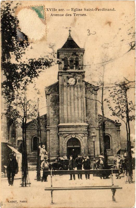 Carte postale ancienne Eglise Saint-Ferdinand - Avenue des Ternes à Paris 17e