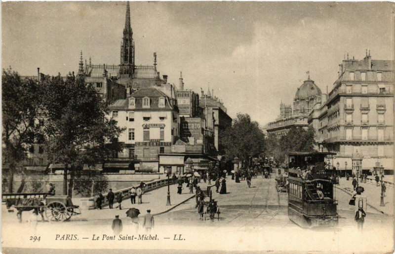 Carte postale ancienne Paris (1e) Le Pont Saint-Michel à Paris 1er