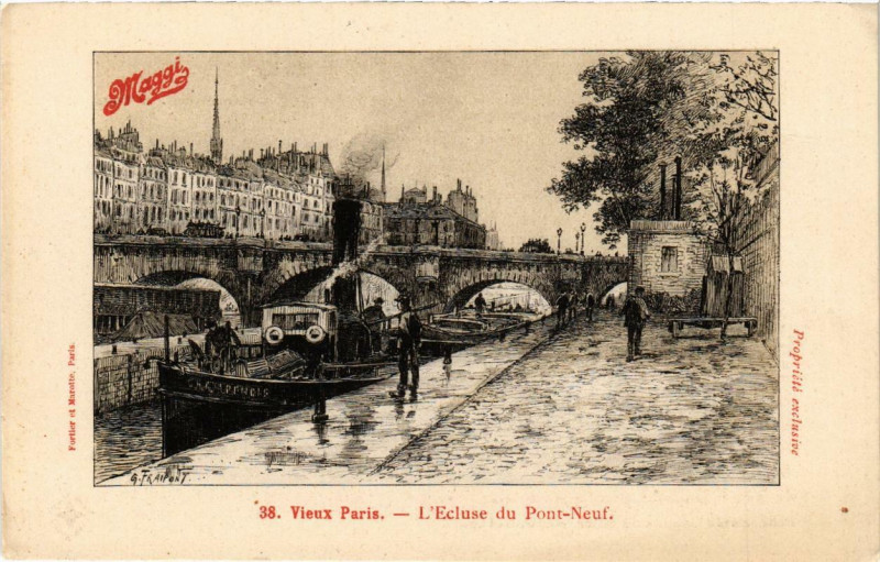 Carte postale ancienne Paris (1e) L'Ecluse du Pont Neuf à Paris 6e