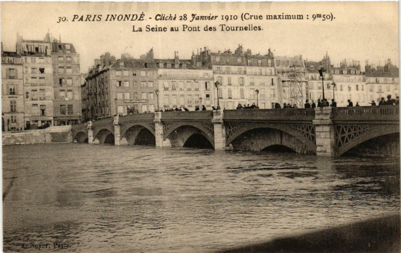 Carte postale ancienne Paris (4e) Le Seine au Pont des Tournelles à Paris 4e