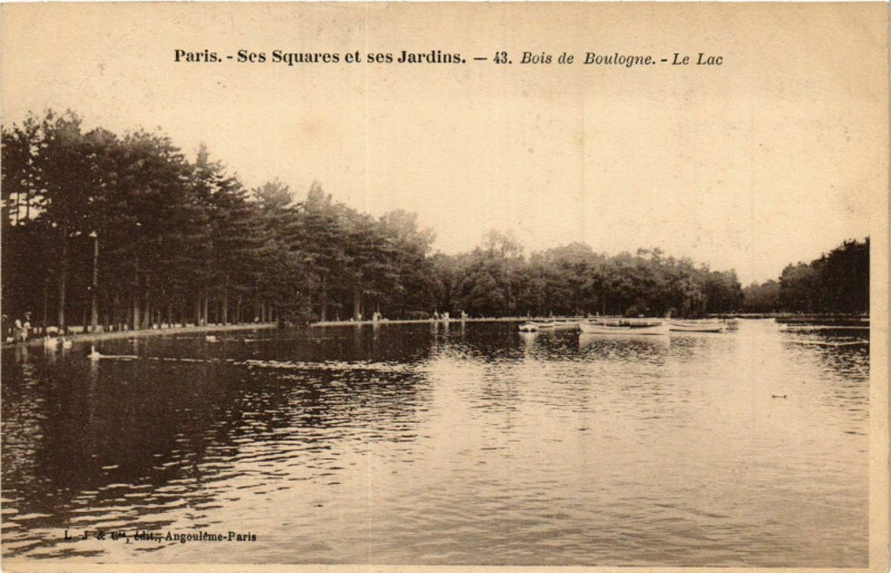 Carte postale ancienne Paris Ses Squares et ses Jardins. 43. Bois de Boulogne Lac à Paris