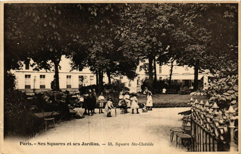 Carte postale ancienne Paris Ses Squares et ses Jardins. 58. Square Ste. Clotilde à Paris