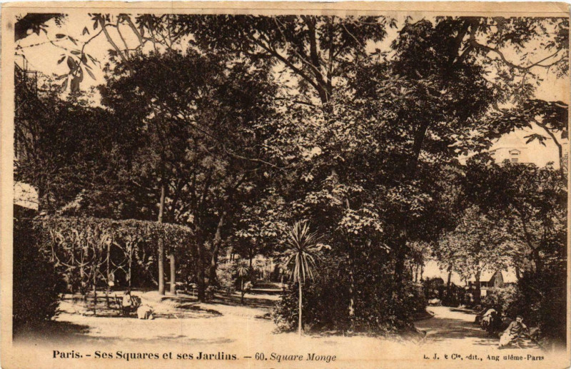 Carte postale ancienne Paris Ses Squares et ses Jardins. 60. Square Monge à Paris