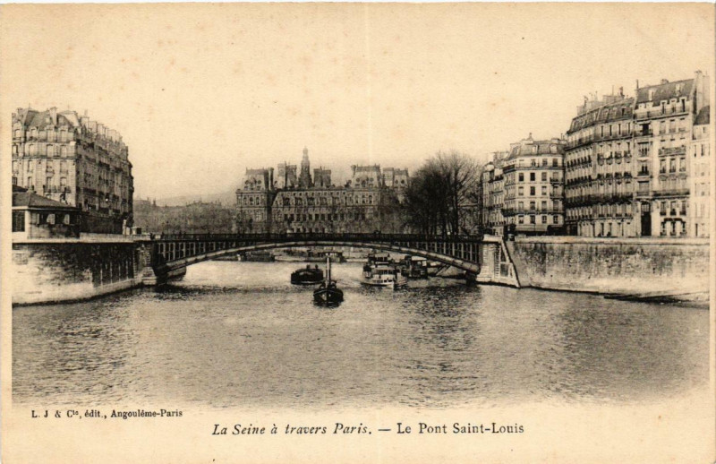 Carte postale ancienne Le Pont Saint-Louis à Paris 4e