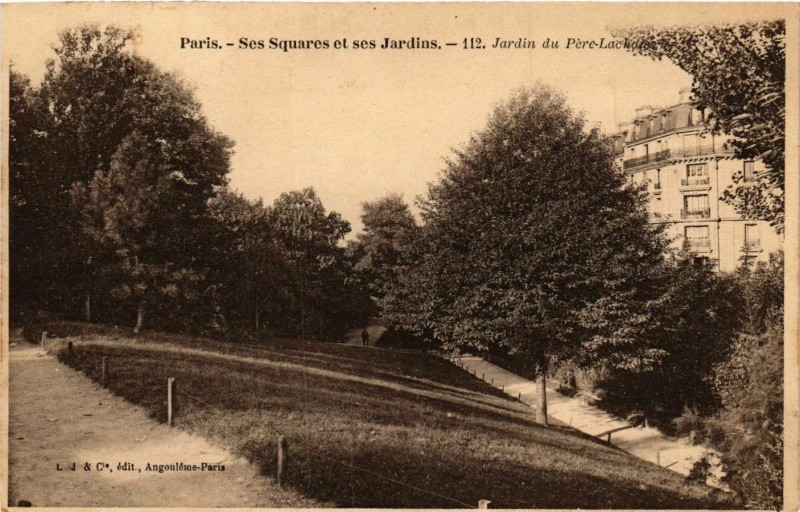 Carte postale ancienne Paris Ses Squares et ses Jardins. 112. Jardin du Pere-Lachaise à Paris