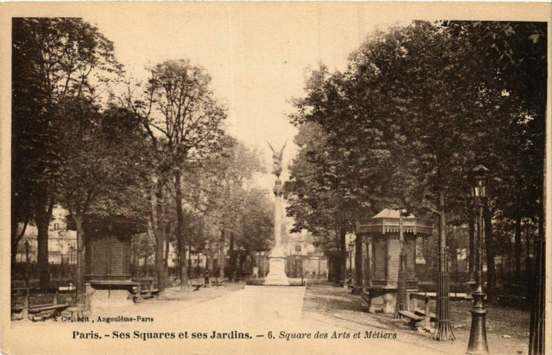 Carte postale ancienne Paris Ses Squares et ses Jardins. 6. Square des Arts et Metiers à Paris