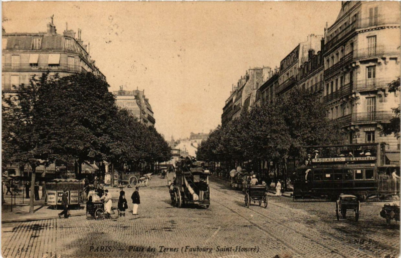 Carte postale ancienne Place des Ternes (Faubourg Saint-Honoré) à Paris 17e