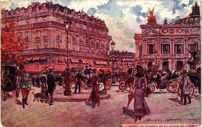Carte postale ancienne Paris (9e) L'Opera. Place de l'Opera à Paris 9e