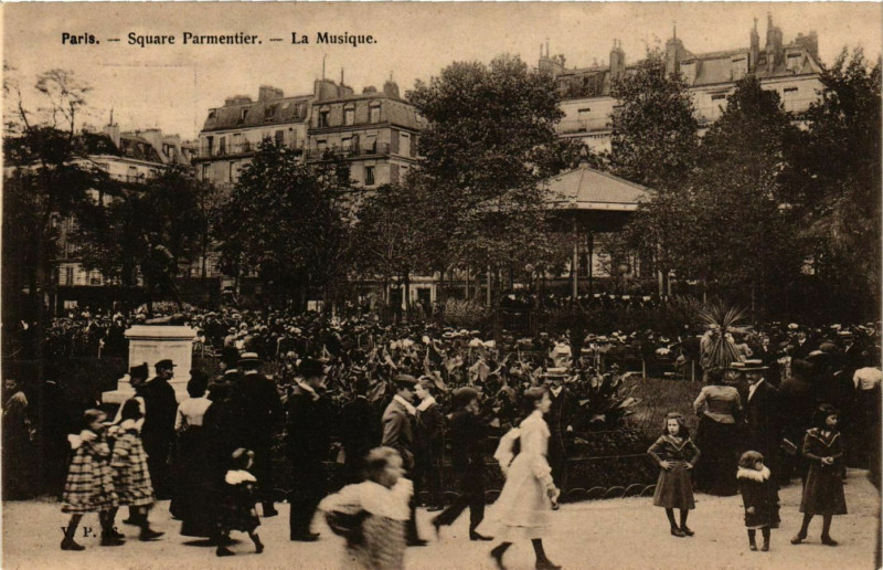 Carte postale ancienne Square Parmentier - La Musique à Paris 11e