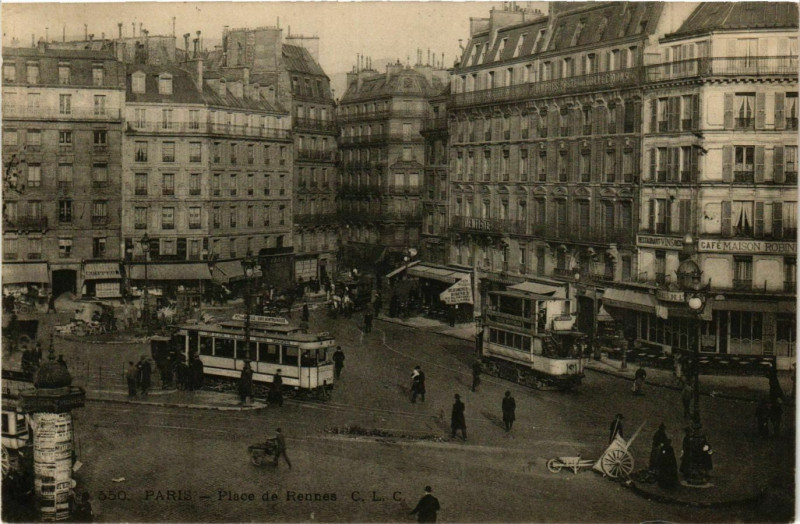 Carte postale ancienne Place de Rennes à Paris 15e