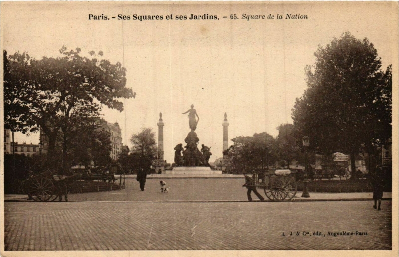 Carte postale ancienne Paris Ses Squares et ses Jardins. 65. Square de la Nation à Paris
