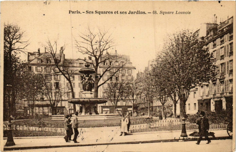 Carte postale ancienne Paris Ses Squares et ses Jardins. 68. Square Louvois à Paris