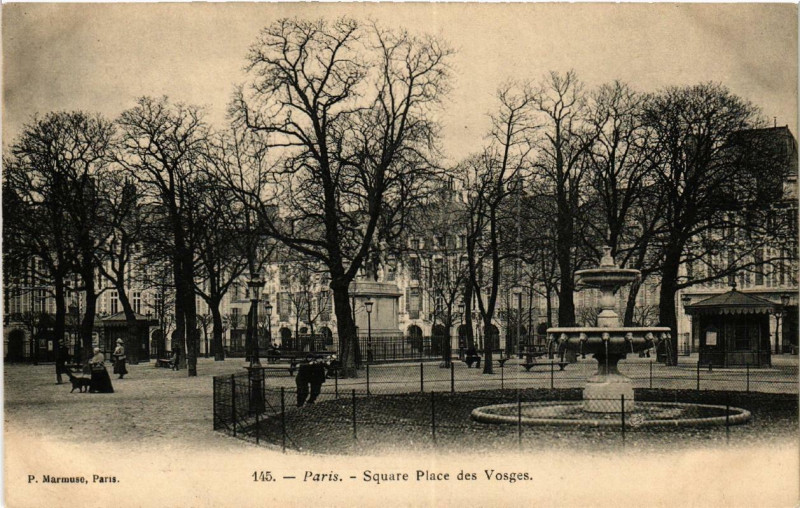 Carte postale ancienne Paris (4e) Square Place des Vosges à Paris 4e