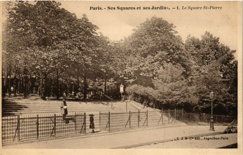 Carte postale ancienne Le Square Saint-Pierre à Paris 18e