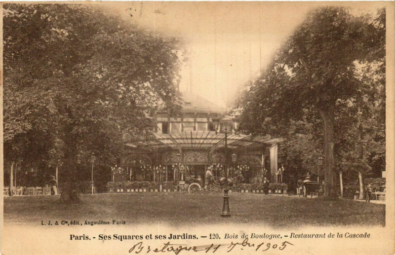 Carte postale ancienne Bois de Boulogne - Restaurant de la Cascade à Paris 16e