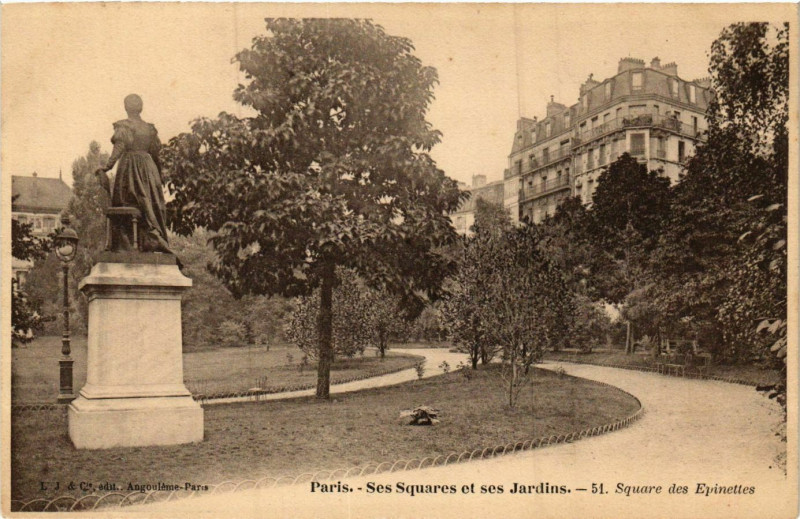 Carte postale ancienne Paris Ses Squares et ses Jardins. 51. Square des Epinettes à Paris