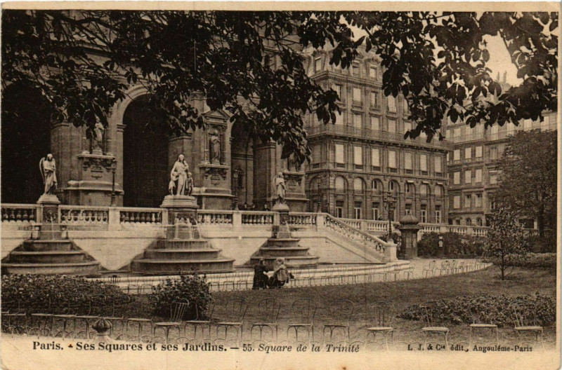 Carte postale ancienne Paris Ses Squares et ses Jardins. 55. Square de la Trinite à Paris