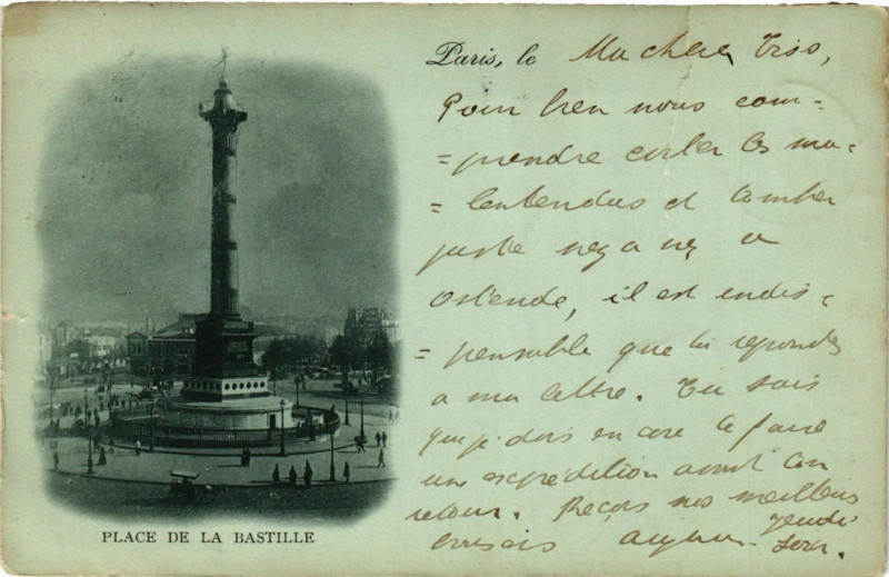 Carte postale ancienne Paris 4e Place de la Bastille à Paris 4e