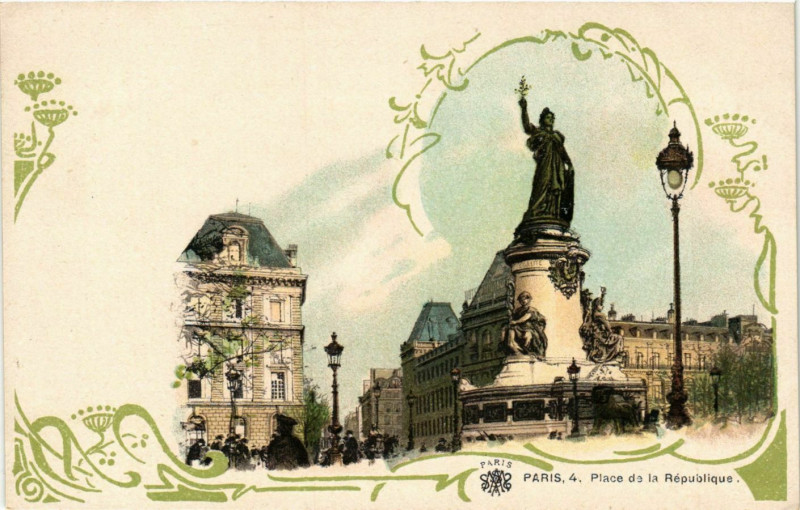 Carte postale ancienne Paris 4e Place de la Republique à Paris 4e