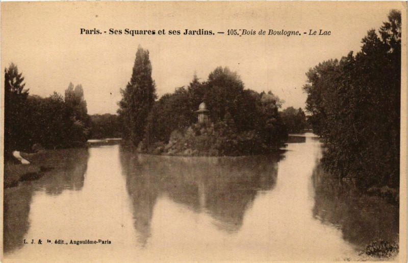 Carte postale ancienne Bois de Boulogne - Le Lac à Paris 16e