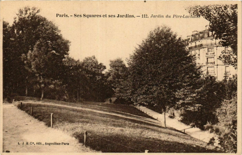 Carte postale ancienne Paris Ses Squares et ses Jardins. 112. Jardin du Pere-Lachaise à Paris