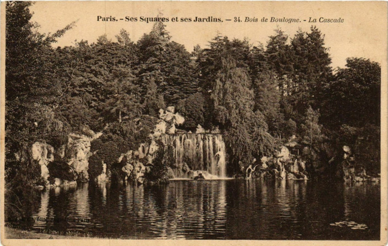 Carte postale ancienne Bois de Boulogne - La Cascade à Paris 16e