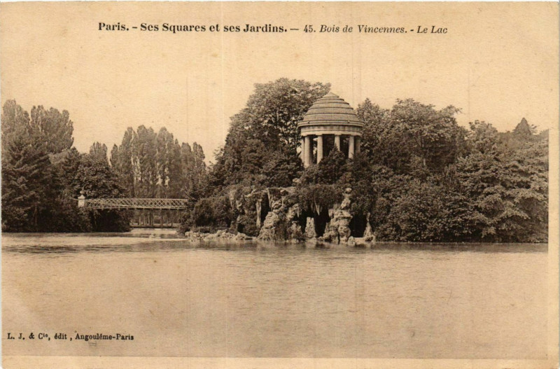 Carte postale ancienne Paris Ses Squares et ses Jardins. 45. Bois de Boulogne Lac à Paris