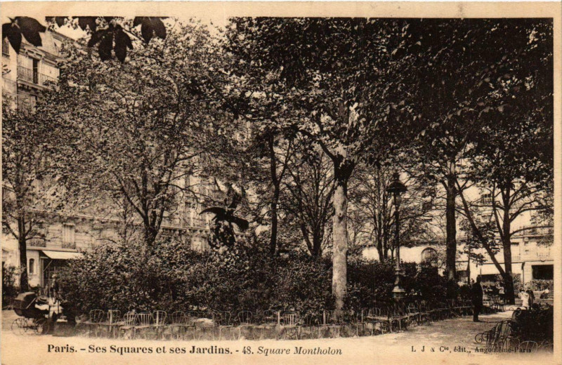 Carte postale ancienne Paris Ses Squares et ses Jardins. 48. Square Montholon à Paris