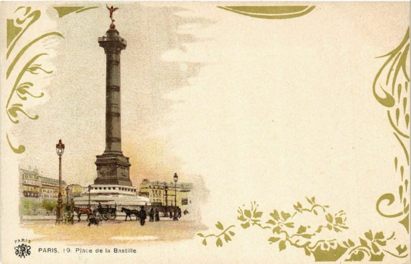 Carte postale ancienne Paris 4e Place de la Bastille à Paris 4e