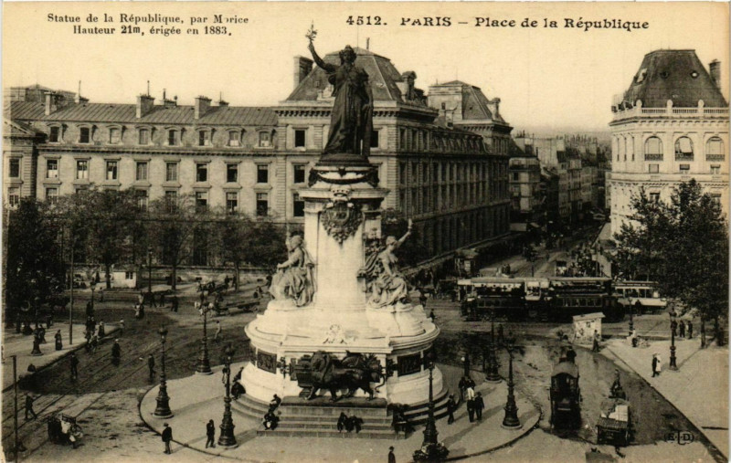 Carte postale ancienne Paris 4e Place de la Republique ed. E.L.D à Paris 4e