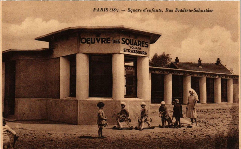 Carte postale ancienne Square d'enfants, Rue Frédéric-Schneider à Paris 18e