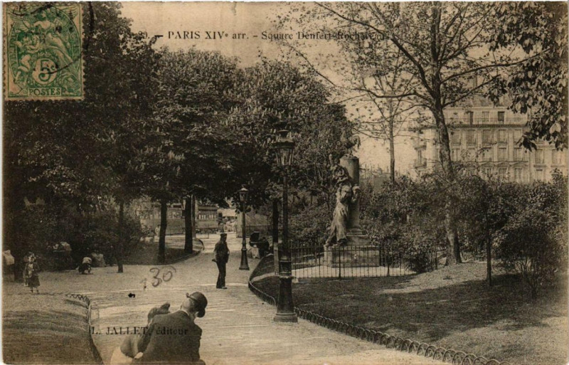Carte postale ancienne Square Denfert-Rochereau à Paris 14e