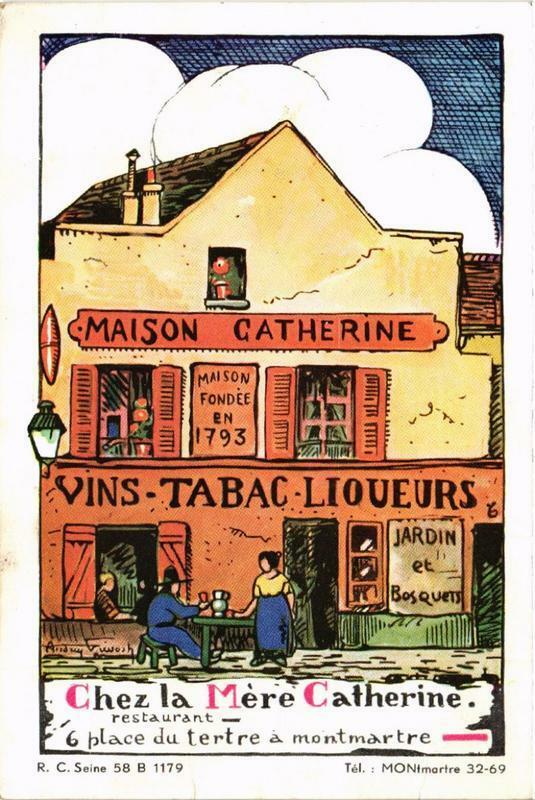 Carte postale ancienne Chez la Mère Catherine - restaurant à Paris 18e