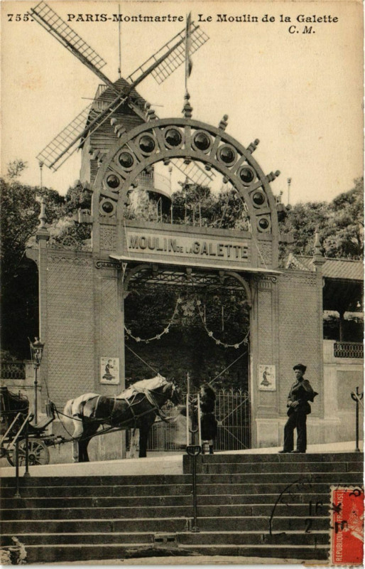 Carte postale ancienne Montmartre - Le Moulin de la Galette à Paris 18e