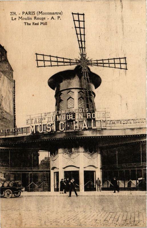 Carte postale ancienne Montmartre - Le Moulin Rouge à Paris 9e