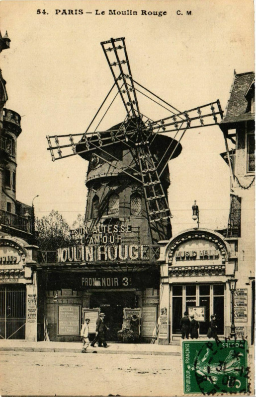Carte postale ancienne Le Moulin Rouge à Paris 18e