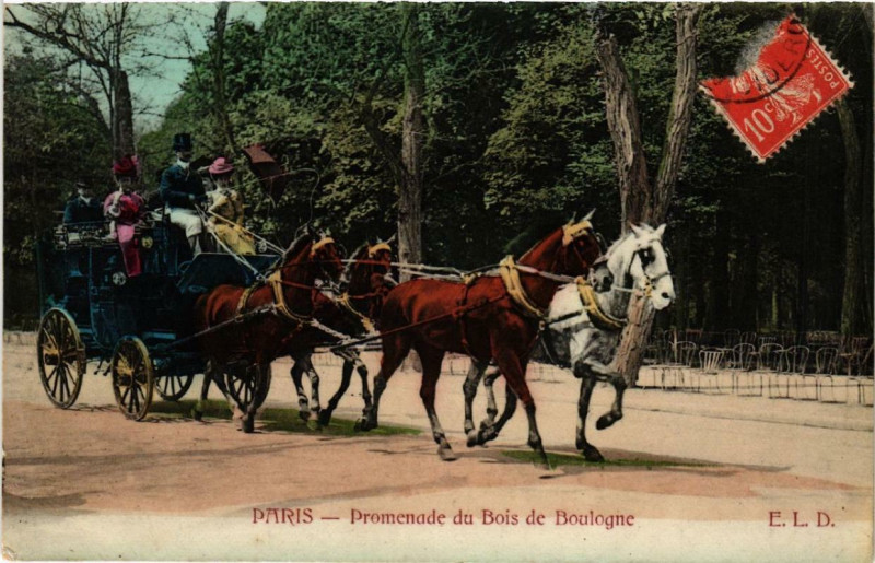 Carte postale ancienne Promenade du Bois de Boulogne à Paris 16e
