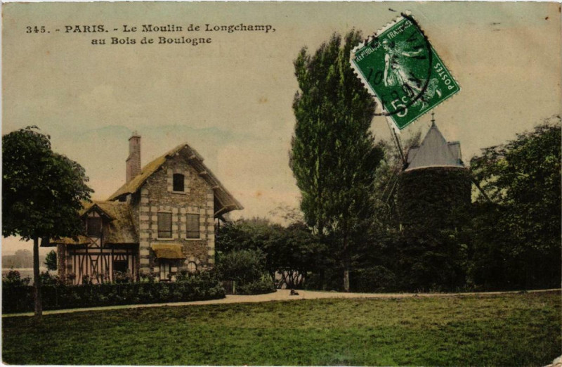 Carte postale ancienne Le Moulin de Longchamp, au Bois de Boulogne à Paris 16e