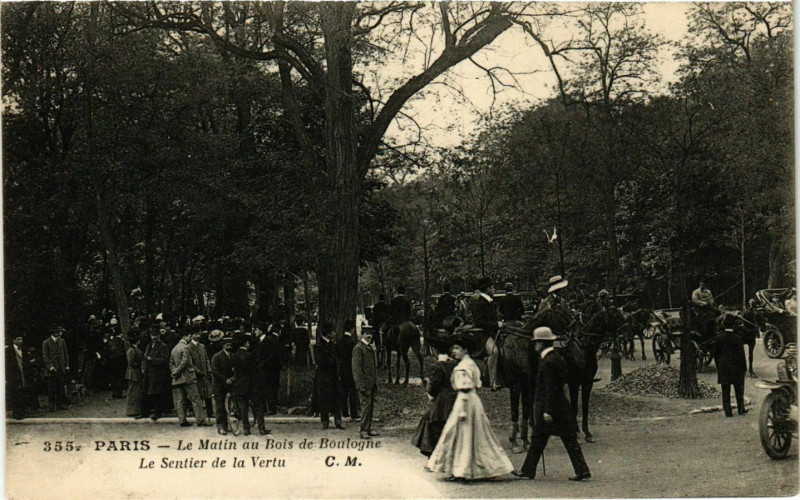Carte postale ancienne Le Matin au Bois de Boulogne - Le Sentier de la Vertu à Paris 16e