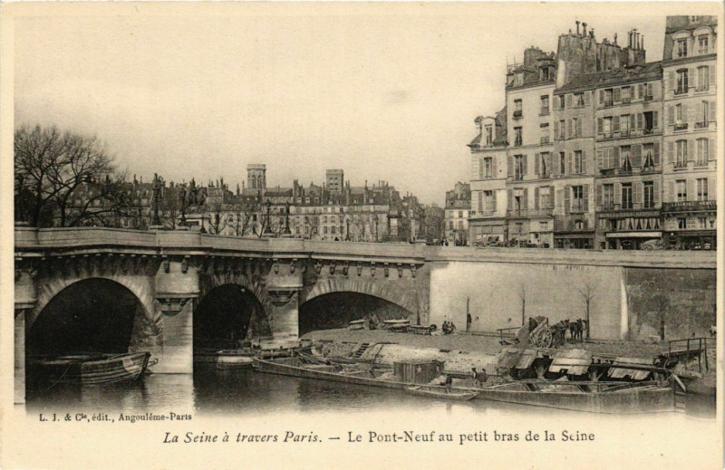 Carte postale ancienne Le Pont-Neuf au petit bras de la Seine à Paris 6e