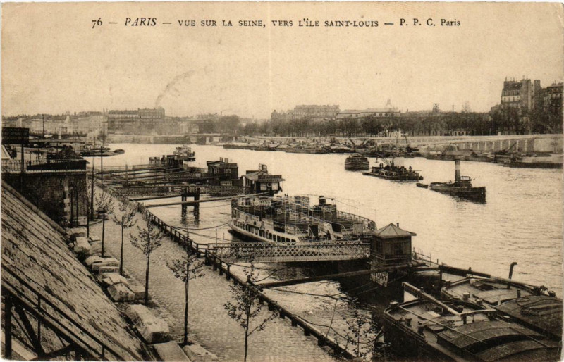 Carte postale ancienne Paris (4e) Vue sur la Seine vers l'Ile-Saint-Louis à Paris 4e