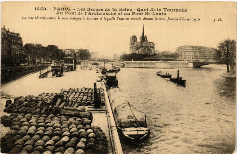 Carte postale ancienne Paris (5e) Les Berges de la Seine. Quai de la Tournelle à Paris 5e