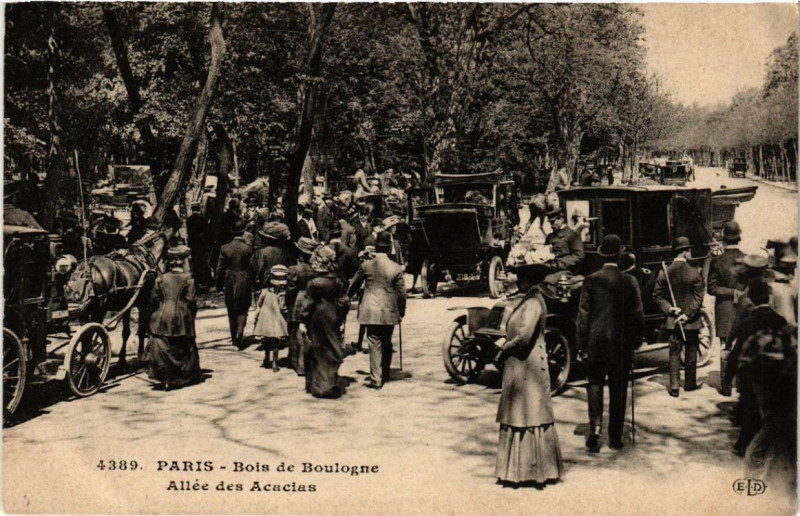 Carte postale ancienne Bois de Boulogne - Allée des Acacias à Paris 16e